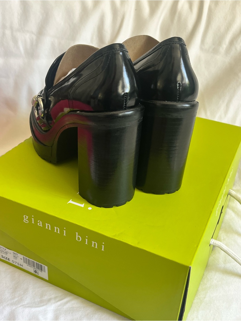 Gianni Bini Black Patent Platform Loafers with Silver Accent - Picture 4 of 6